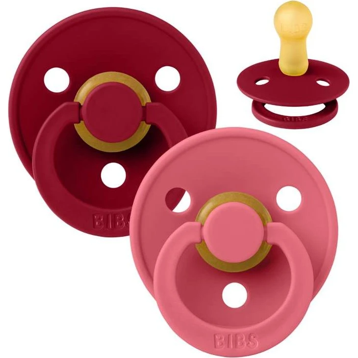 BIBS Rund Colour Sut - 2-pak - Str. 2 - Coral/Ruby