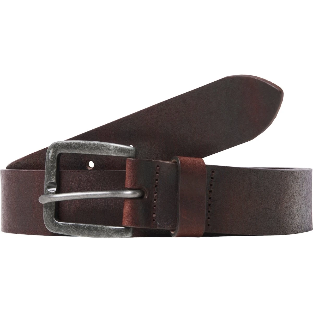 JACK & JONES Læderbælte i mørkebrun - 80 cm