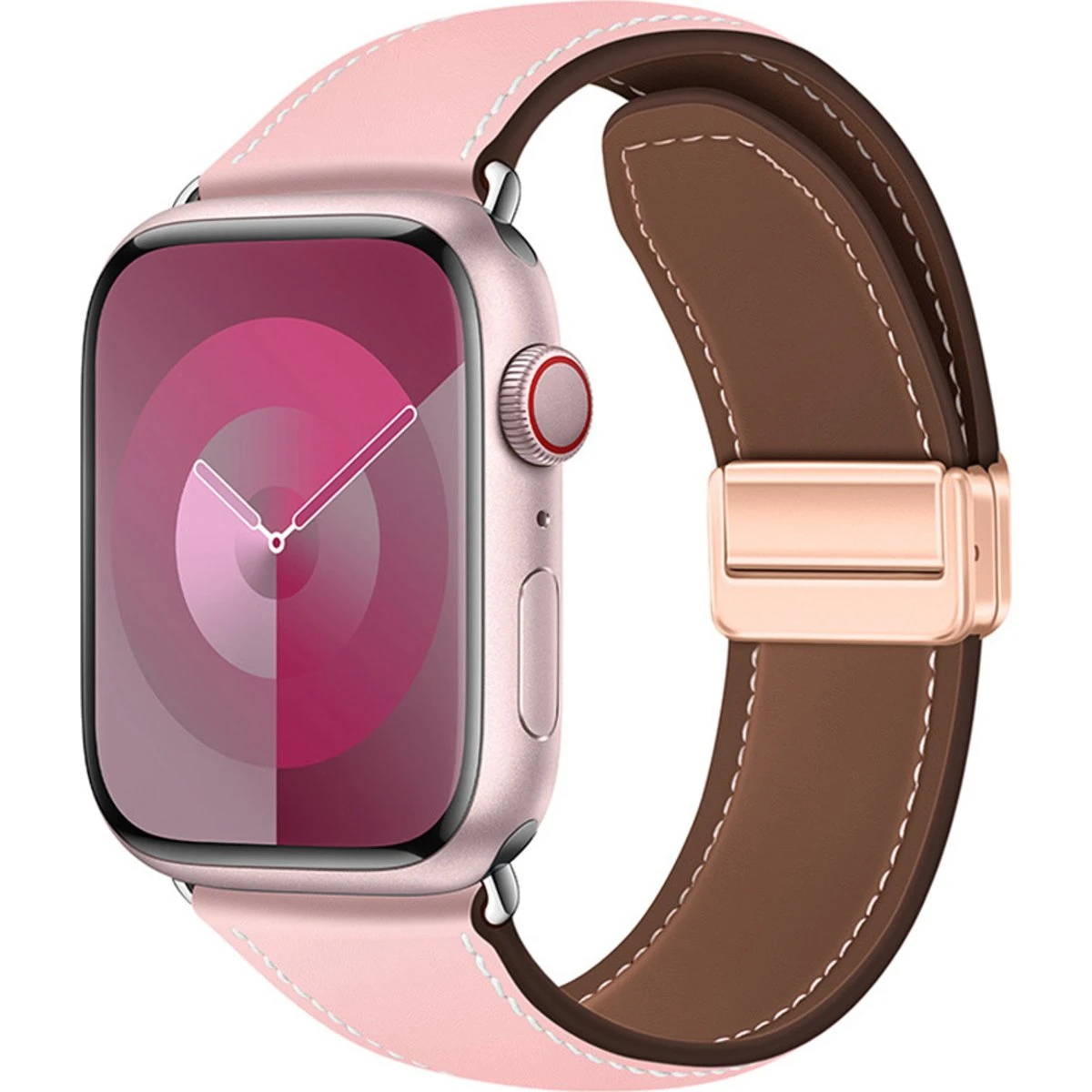 Lippa Apple Watch Læderrem med Magnetlås, Pink (38/40/41/42mm)