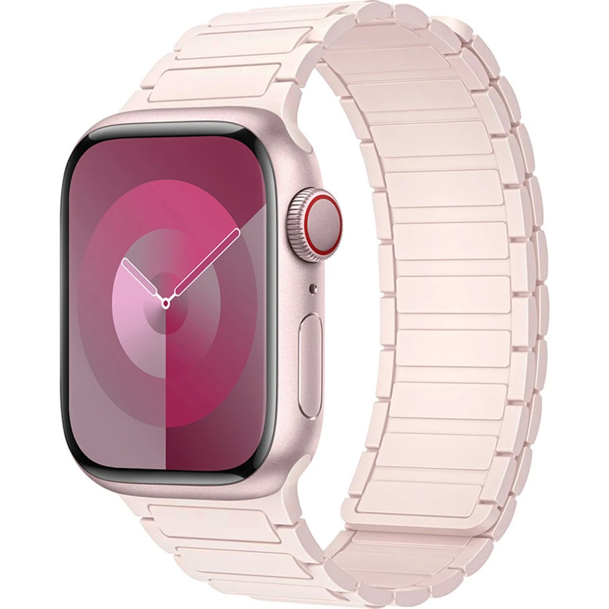 Lippa Magnetisk Silikone Rem til Apple Watch, Light Pink, 42-49mm
