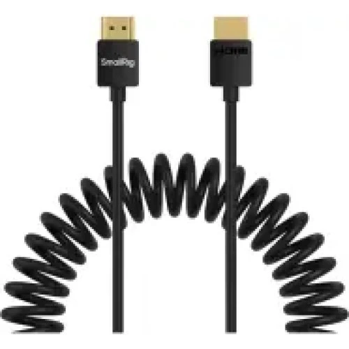 SmallRig 4963 Coiled HDMI Type A til A Kabel, 1 m, Sort