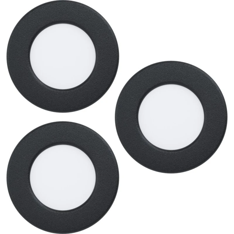 EGLO FUEVA 5 indbygningsspot Ø86 mm 3-pak, sort