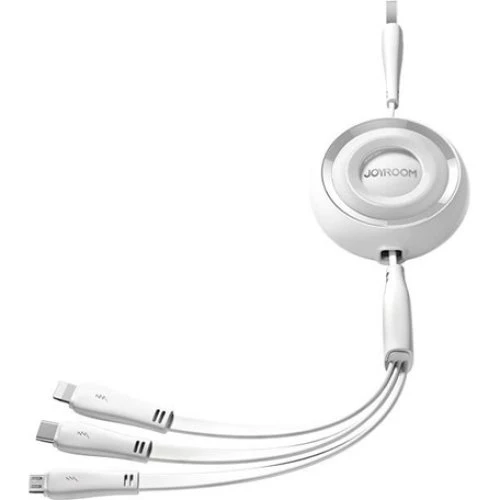 Joyroom S-A40 3-i-1 Retraktabelt USB-kabel, 1m - Hvid