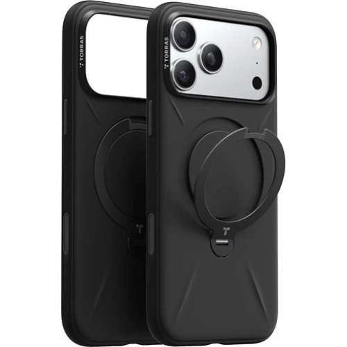 Torras Ostand Q3 Silicone Case til iPhone 17 Pro - Obsidian Black