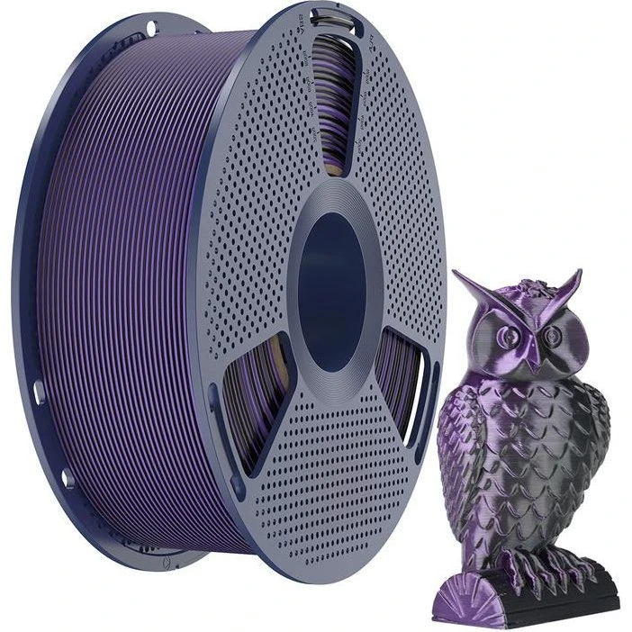 Sunlu PLA+ Silk Dual Color Filament - Sort & Lilla, 1.75mm, 1kg