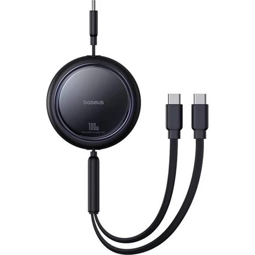 Baseus Bright Mirror USB-C 2-i-1 Kabel 100W - 1m, Sort
