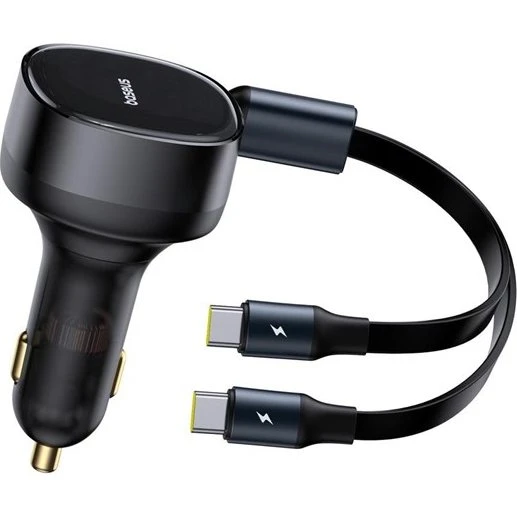 Baseus Enjoyment 33W 2-in-1 Biloplader med Retractable USB-C - Black
