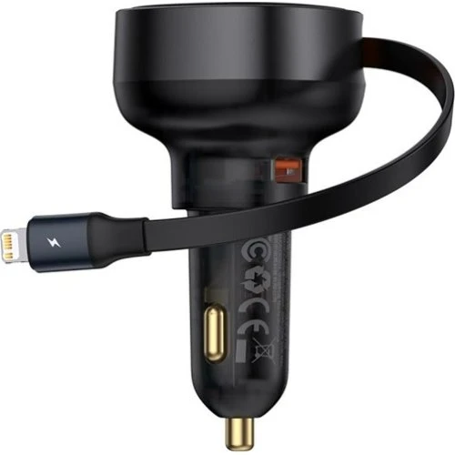 Baseus Enjoyment Pro 55W Biloplader med Lightning-kabel, Sort