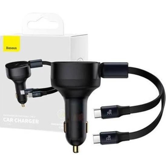 Baseus Enjoyment Biloplader med USB-C kabel, 33W - Sort