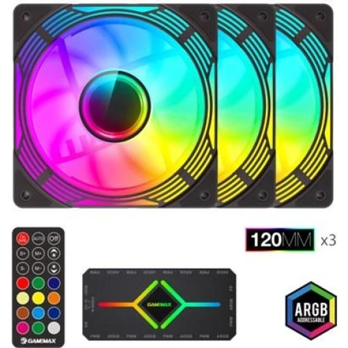 Gamemax KF300 BK 120 mm Kabinetblæser, 3 stk. - Sort
