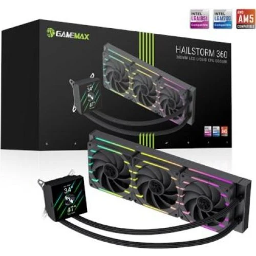 GameMax HAILSTORM 360 LCD BK - 360mm CPU-vandkøler, sort