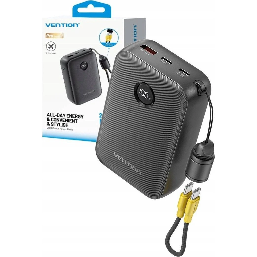 Vention Powerbank 20.000 mAh - 22,5W - Sort