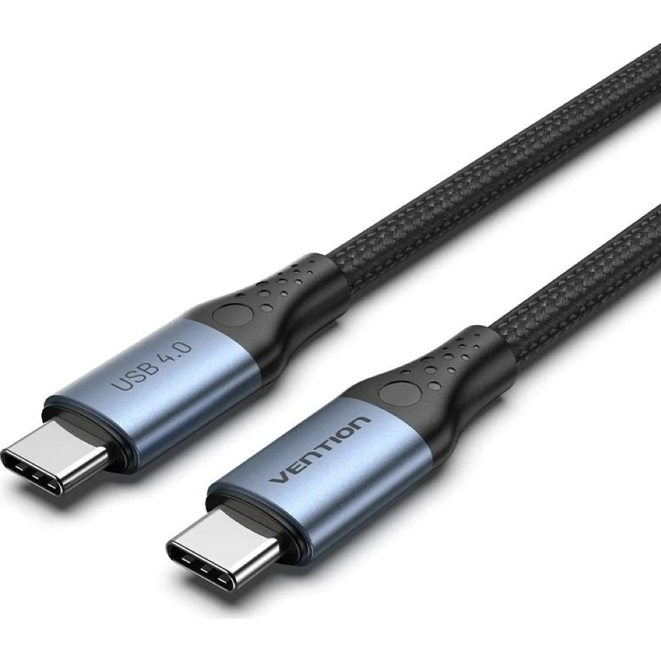 Vention USB 4.0 USB-C til USB-C kabel, flettet, sort, 1 m