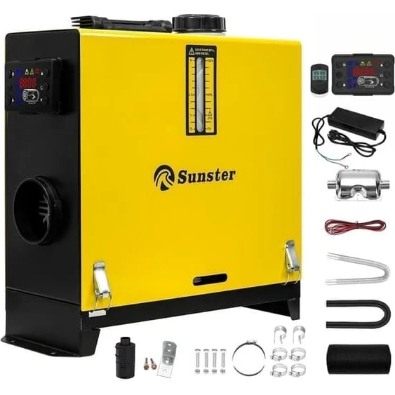SUNSTER 8KW Dieselvarmer 12V/24V/220V med LCD-display