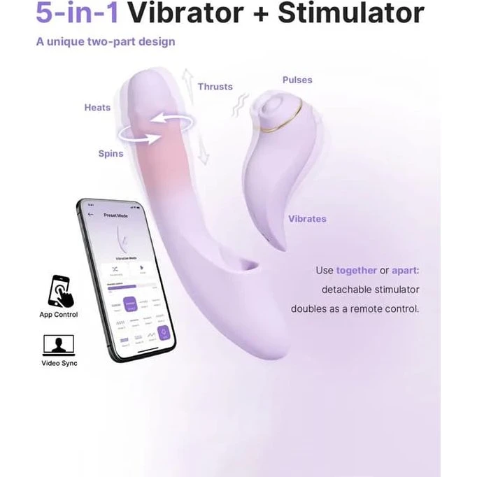 Svakom Duo Glow Thrusting Beaded Rabbit Vibrator med varme