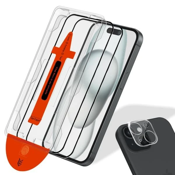 iPhone 15 Plus Skærmbeskytter & Linsebeskytter (3-pak) - Hærdet Glas