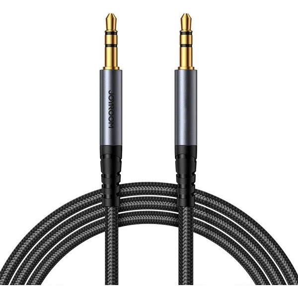 Joyroom AUX 3,5 mm lydkabel, braided, 1,2m - Sort (SY-A08/SY-A09)
