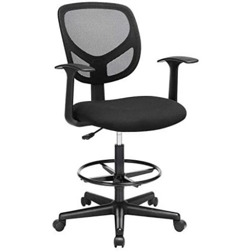 Songmics Ergonomisk Arbejdsstol med Fodstøtte - Sort