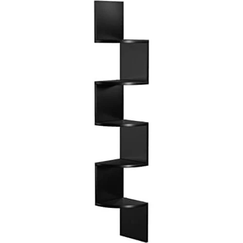 VASAGLE 5-lags vægmonteret hjørnehylde i sort, 127,5 cm
