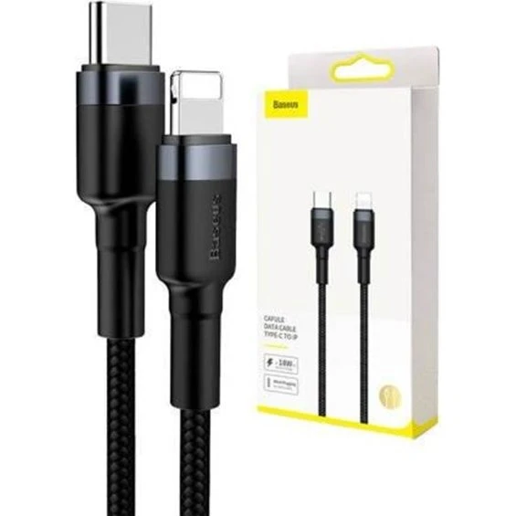 Baseus Cafule Type-C til iP PD 18W Kabel, 1m - Grå/Sort