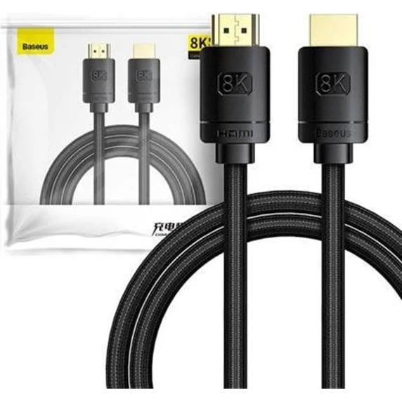 Baseus HDMI 2.1 Kabel 8K 60Hz 48Gbps 2m - Sort