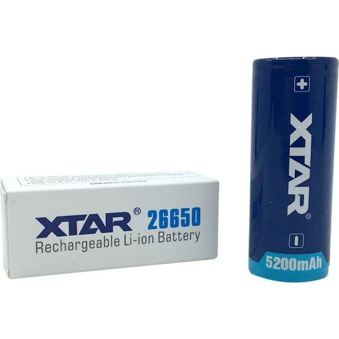XTAR 26650 5200mAh Li-Ion genopladeligt batteri med knop