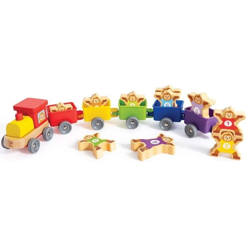 Hape Monkey Number Train - Farverigt trælegetøj med tal