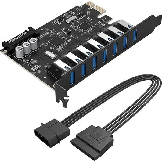 ORICO PVU3 PCI-E USB 3.0 Udvidelseskort med 7 porte - Sort