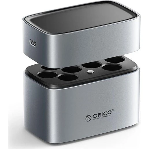 ORICO EV8 AA Lithium Batterioplader med Opbevaring - Sølv