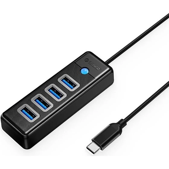 ORICO PW4U-C3 USB-C til 4x USB-A 3.0 Hub - Sort