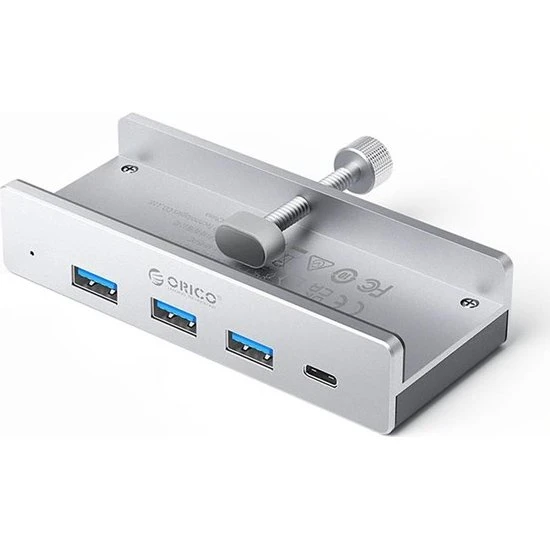 ORICO MH4PC USB-C Hub med klemme - 4 porte - Sølv