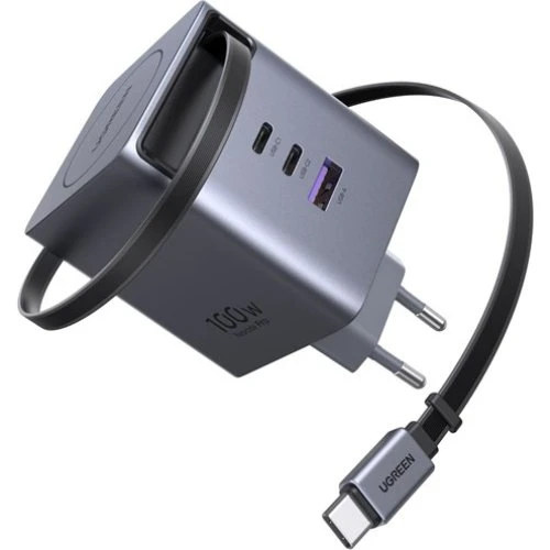 UGREEN 100W GaN Fast Charger med udtrækkeligt USB-C kabel