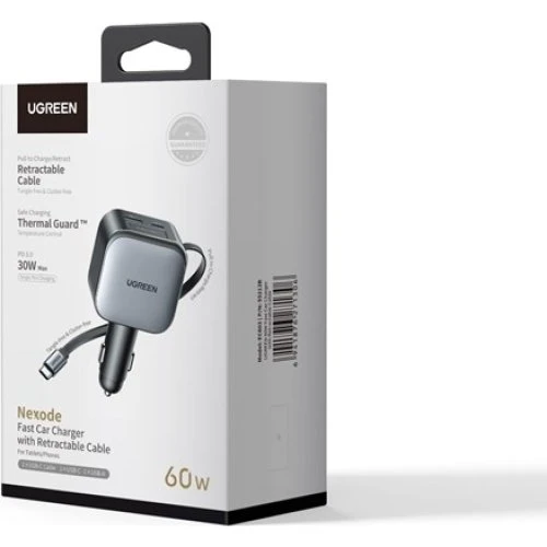 UGREEN 60W Fast Car Charger med indbygget kabel