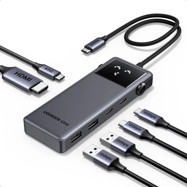 UGREEN Uno 6-i-1 USB-C Hub - Grå