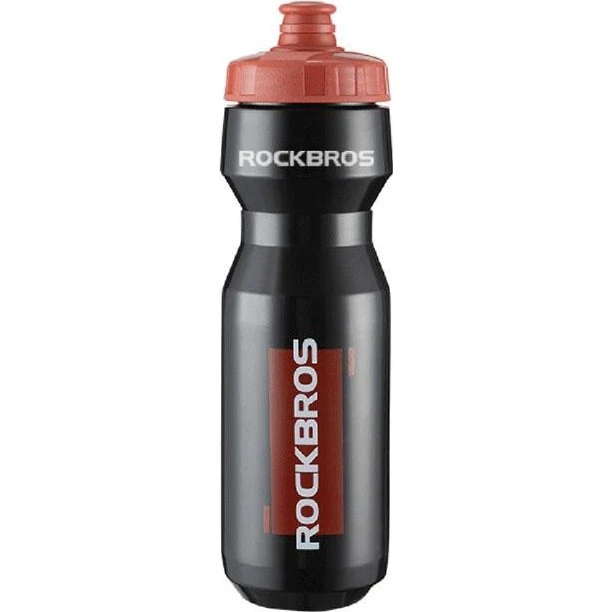 Rockbros Cykelflaske 750 ml - Transparent Sort med Rødt Mundstykke