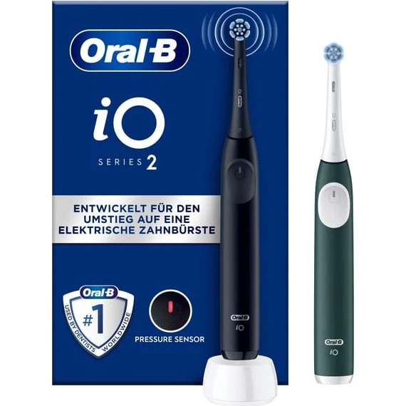 Oral-B iO Series 2 Vibrerende Tandbørste - Sort/Grøn (2 stk)