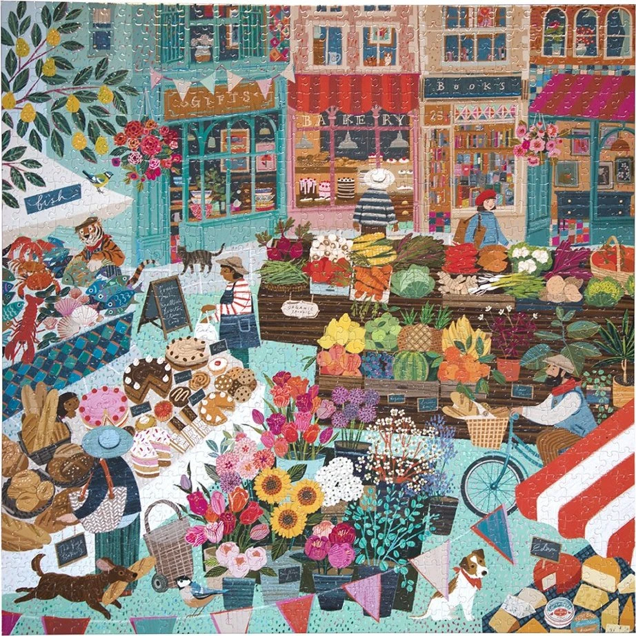 eeBoo Puslespil 1000 brikker - English Green Market