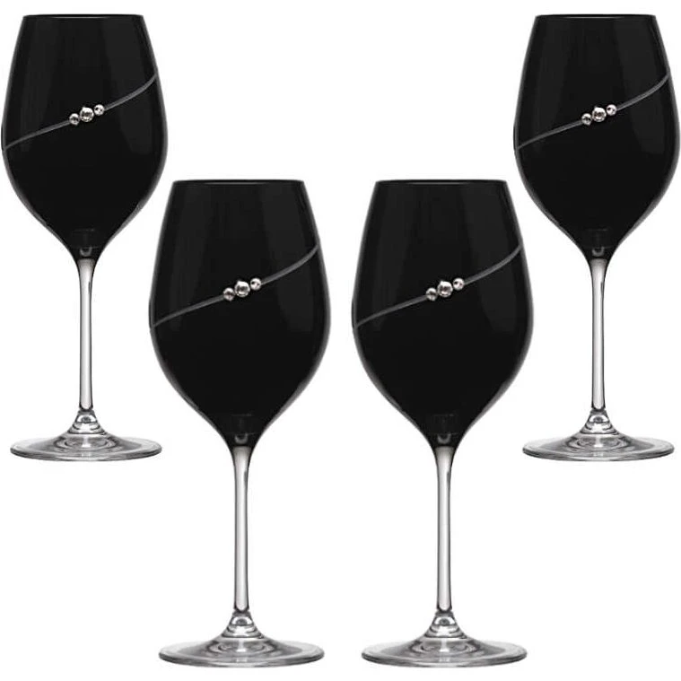 MATRIVO Black New Pen Rødvinsglas med Swarovski krystaller