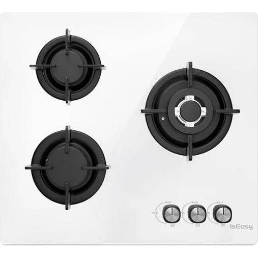 IsEasy MGBG-603 Gasblus med 3 brændere, hvidt glas