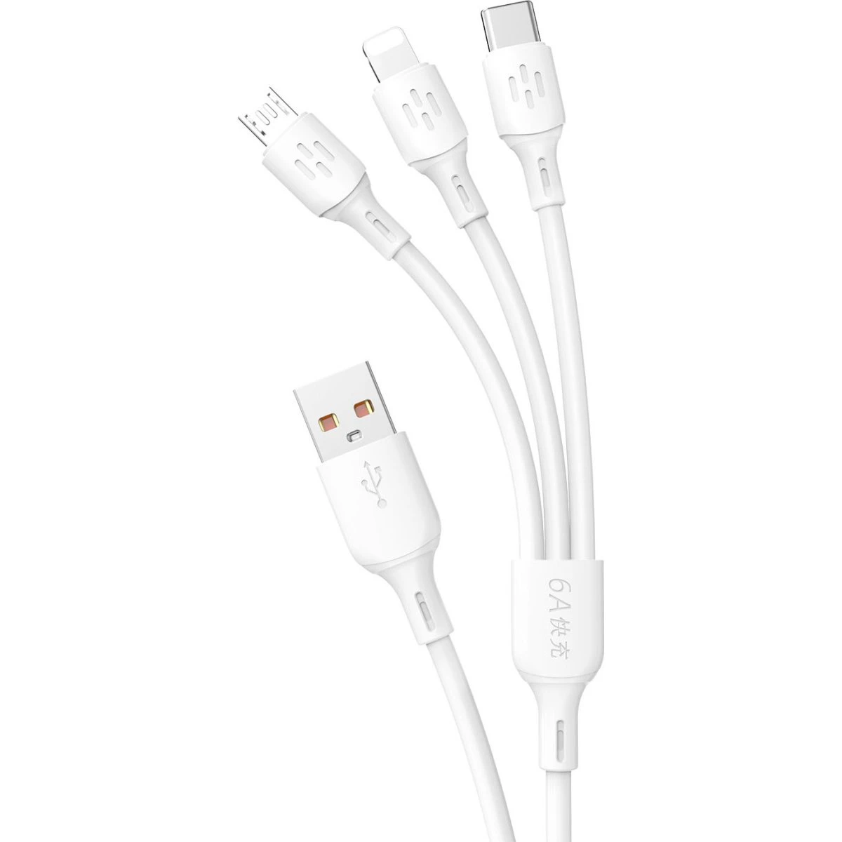 Dudao L8A 3-i-1 USB-kabel USB-C/Micro/Lightning 1,2m - Hvid