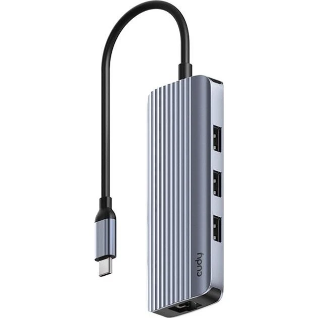 Cudy UH606 6-i-1 USB-C Hub - Grå/Sølv