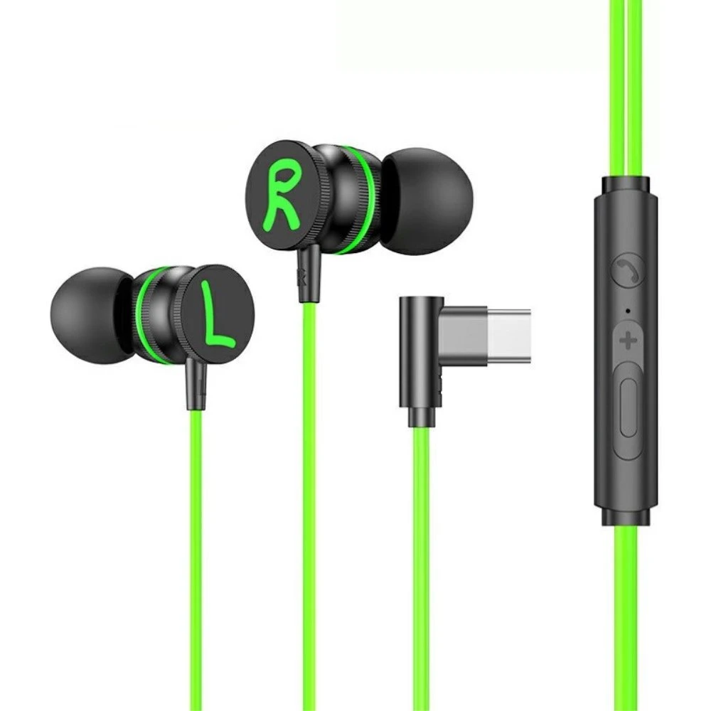 P08 USB-C Gaming In-Ear Høretelefoner med Mikrofon - Grøn