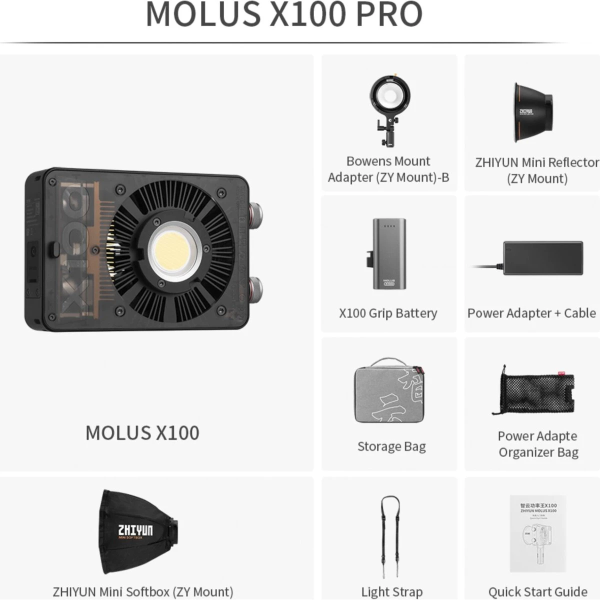Zhiyun Molus X100 COB Pro LED-lampe 100W 2700-6500K