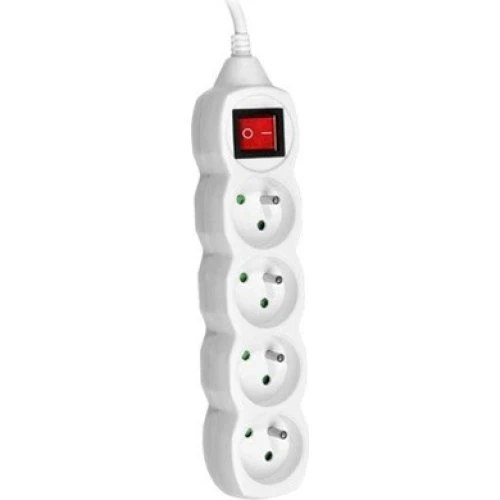 Tracer Power Cord Stikdåse - 4 udtag, 3 m ledning, hvid
