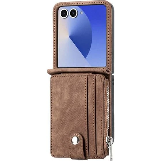 Retro Zipper 2in1 Cover til Samsung Galaxy Z Flip 7 - Espresso Noir