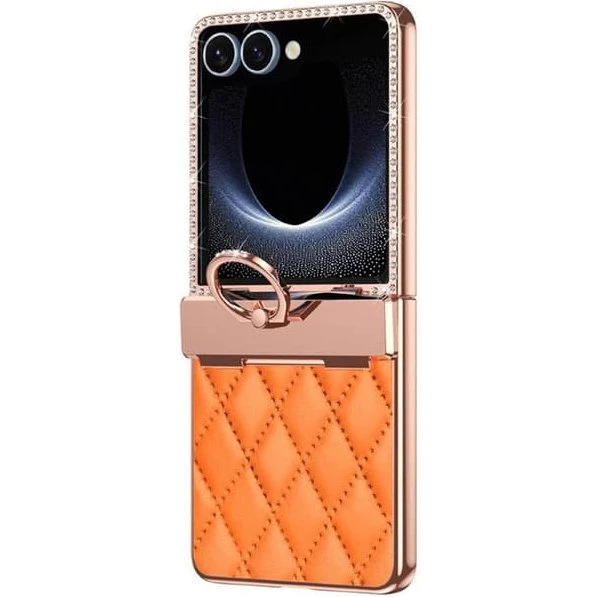 Rhombus Bling Cover til Samsung Galaxy Z Flip 7 - Hermes Orange