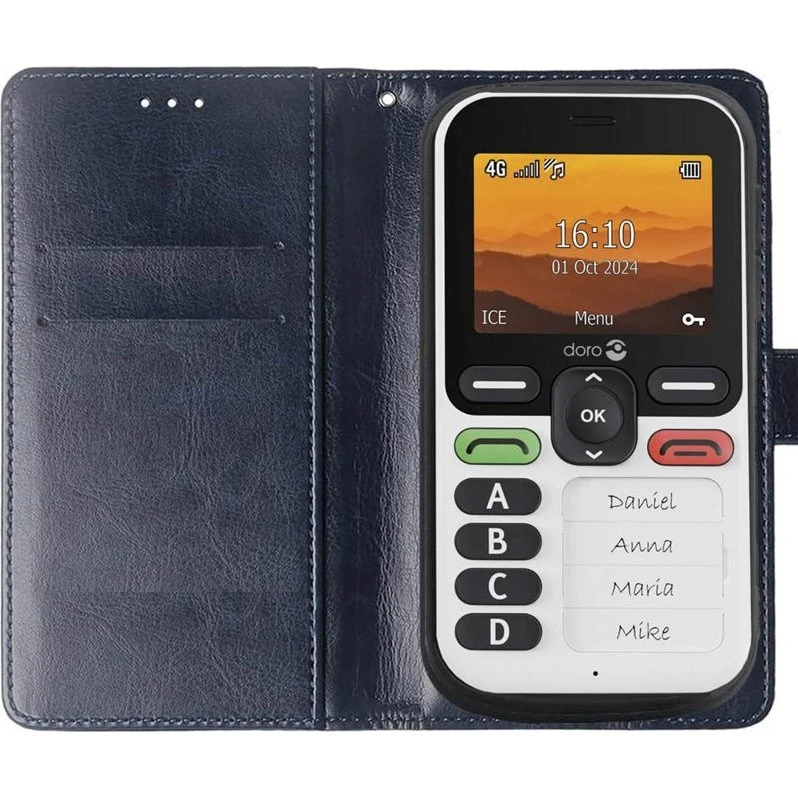 Doro Leva X10 Wallet Cover - Mørkeblå med 2 kortlommer
