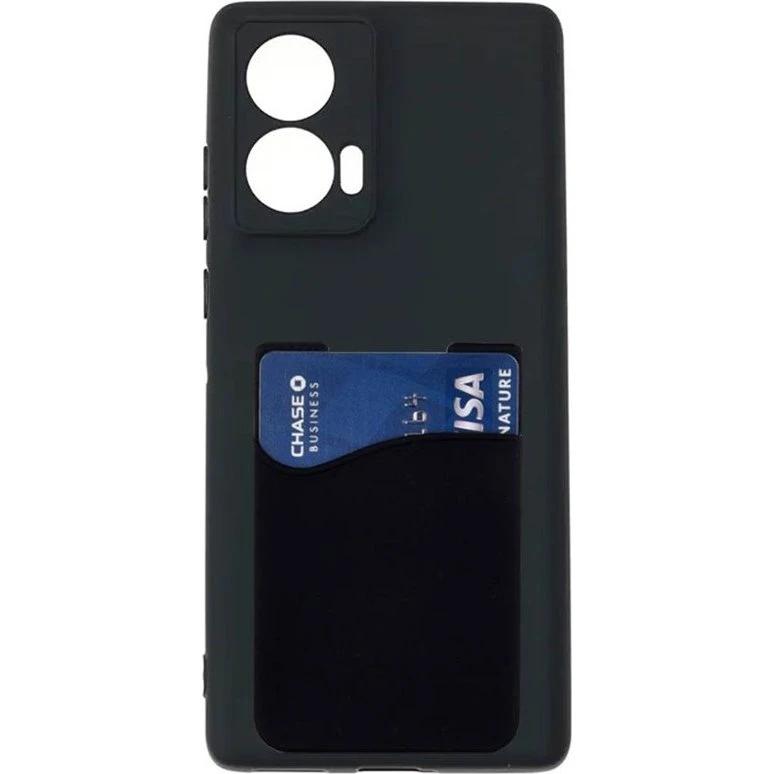 Silikonecover med kortholder til Motorola Moto G85 - Sort