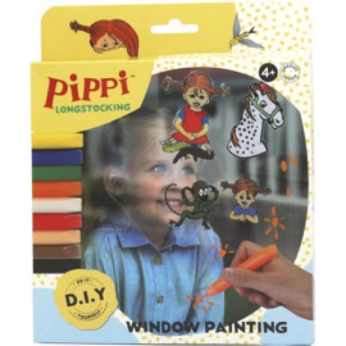 Pippi Långstrump Vinduesmaleri med 4 motiver og 9 tusser