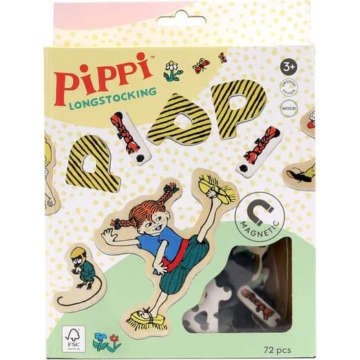 Pippi Langstrømpe Magnetbogstaver & Figurer - 72 dele i træ